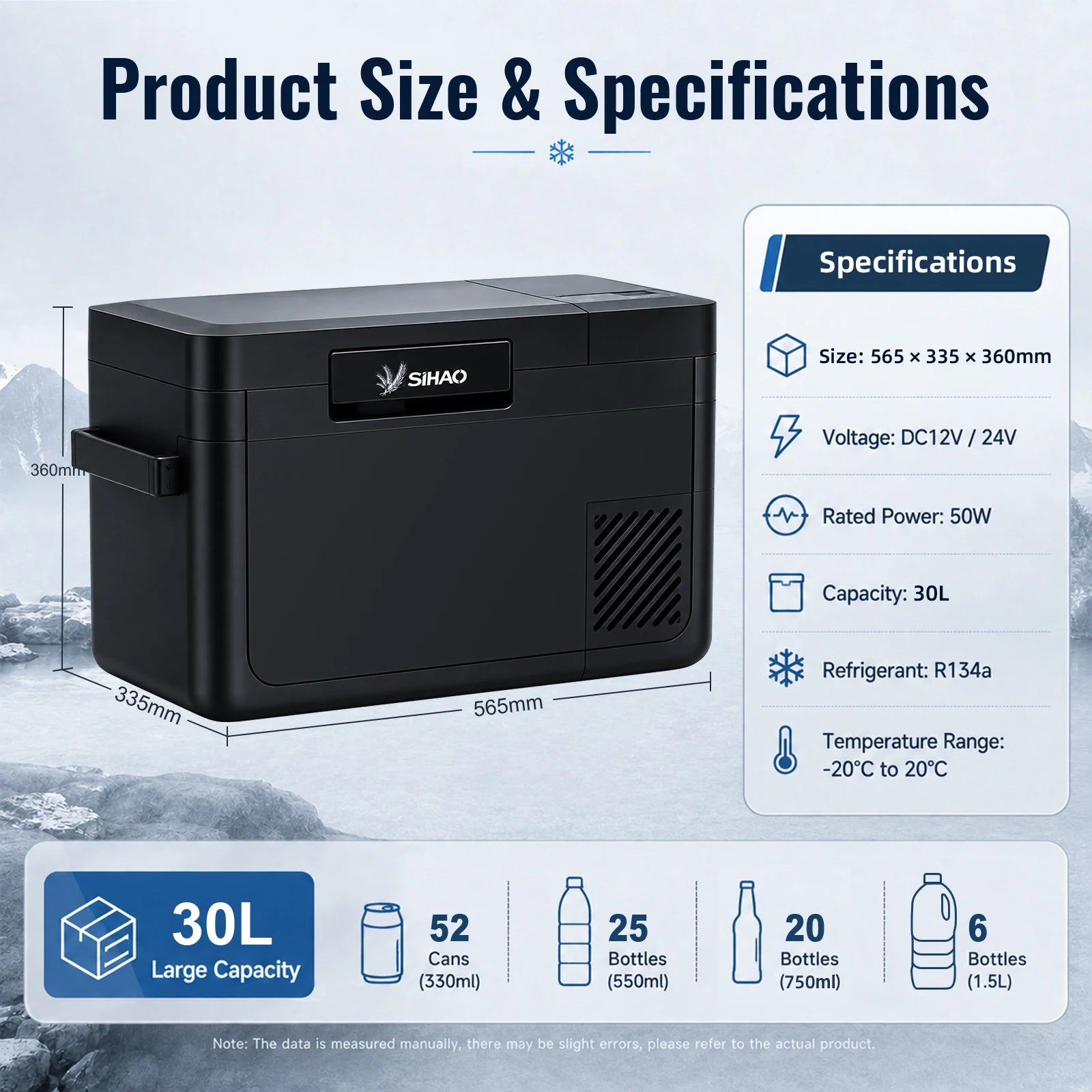 Sihao Car Fridge frigo auto 30L compressore 12V/24V