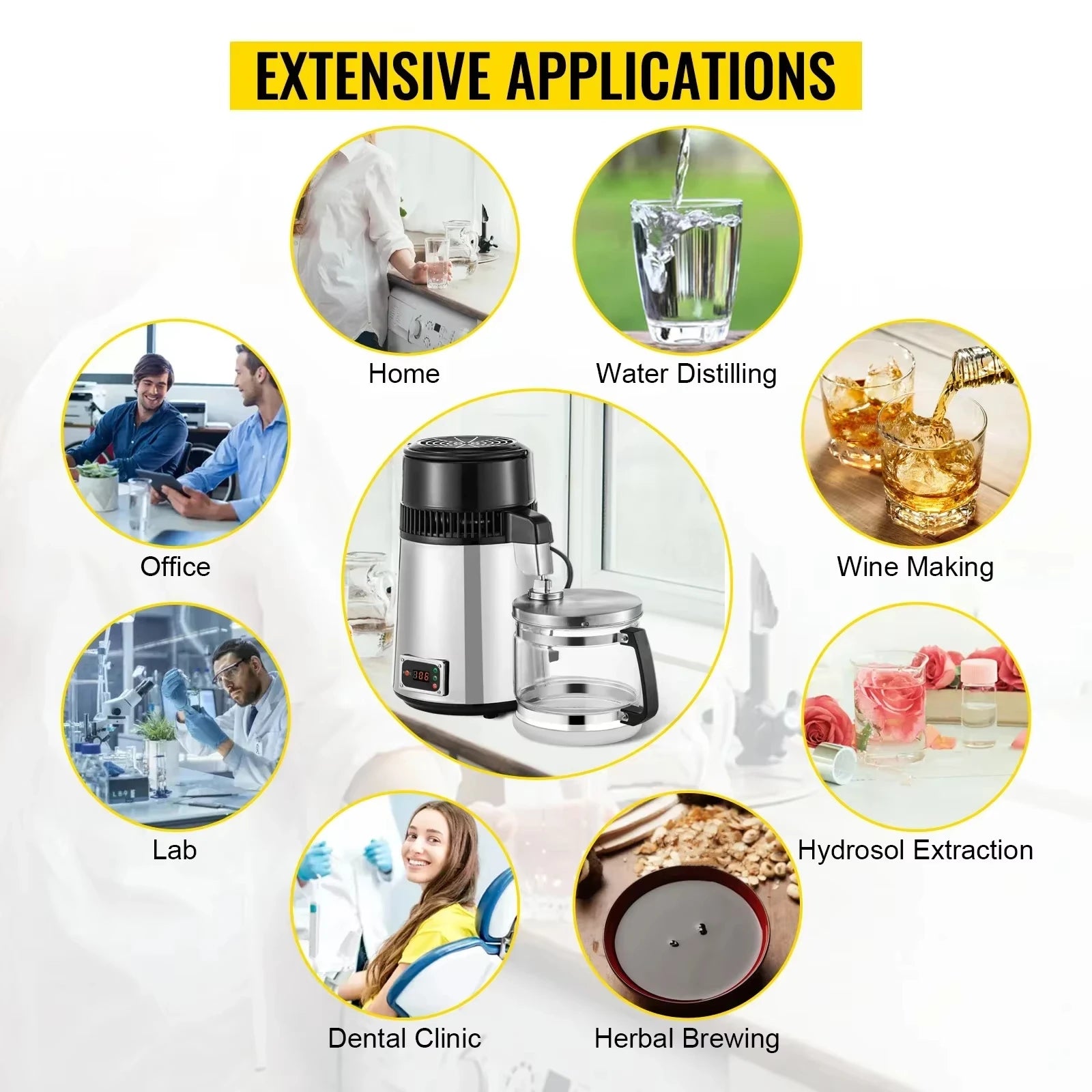 Sihao Home Appliance Distillatore Acqua 4L 750W Inox