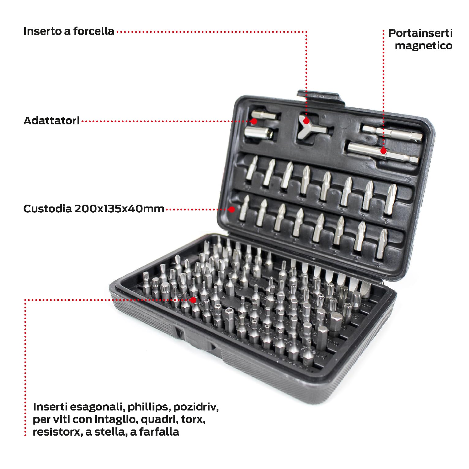 Valex Set Inserti 100 Pezzi Attacco 1/4” Esagonale