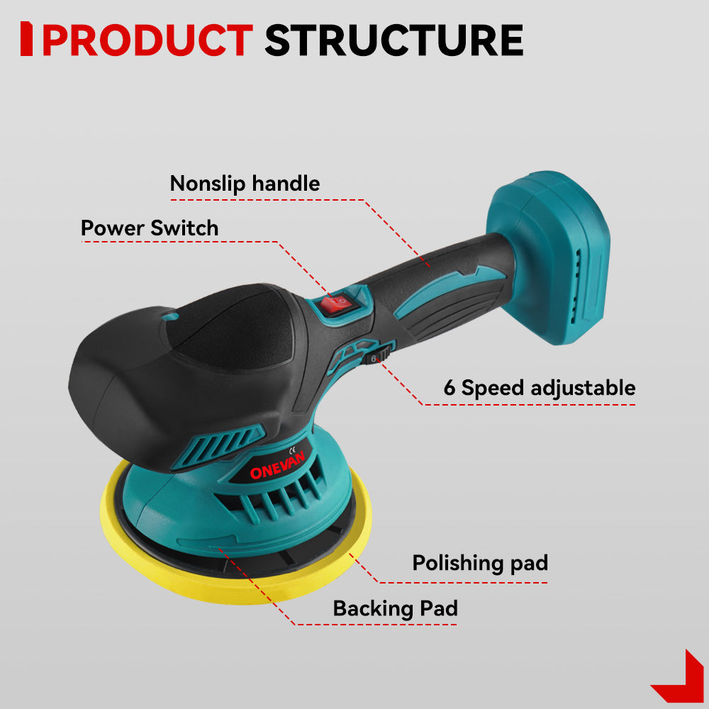 ONEVAN Cordless Tool Set kit gonfiatore + lucidatrice 3Ah