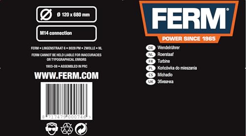 Ferm frusta miscelatore 120x680mm materiali viscosi