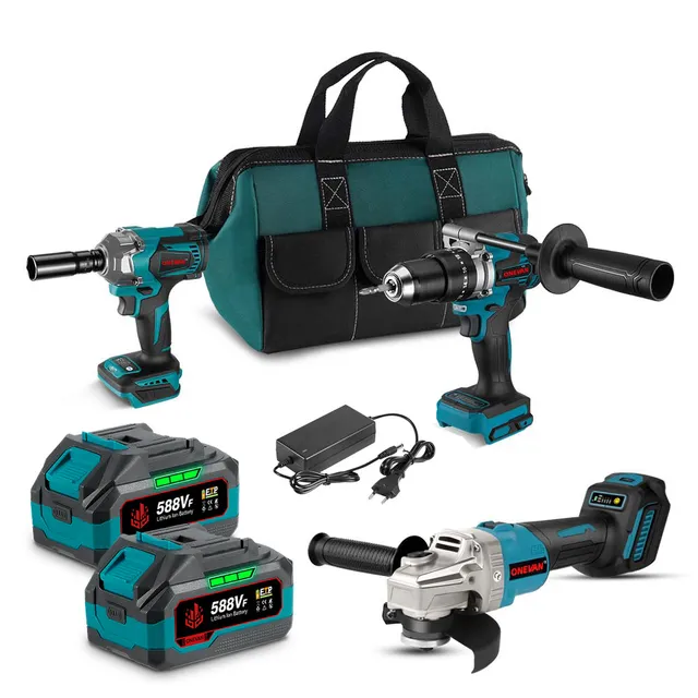 ONEVAN Cordless Tool Set Kit 3pz 18V 3,0Ah Brushless 1200N·m