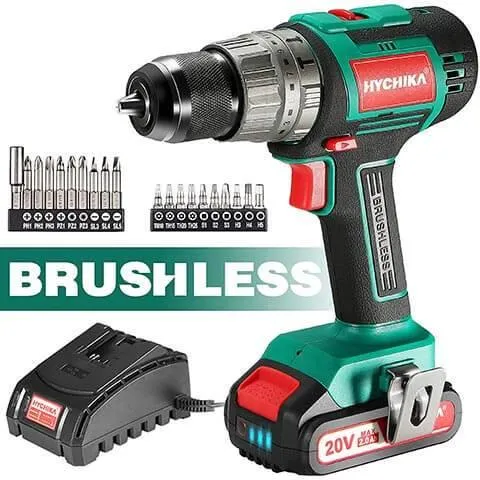 HYCHIKA Trapano Battente Brushless 20V 2.0Ah 60Nm