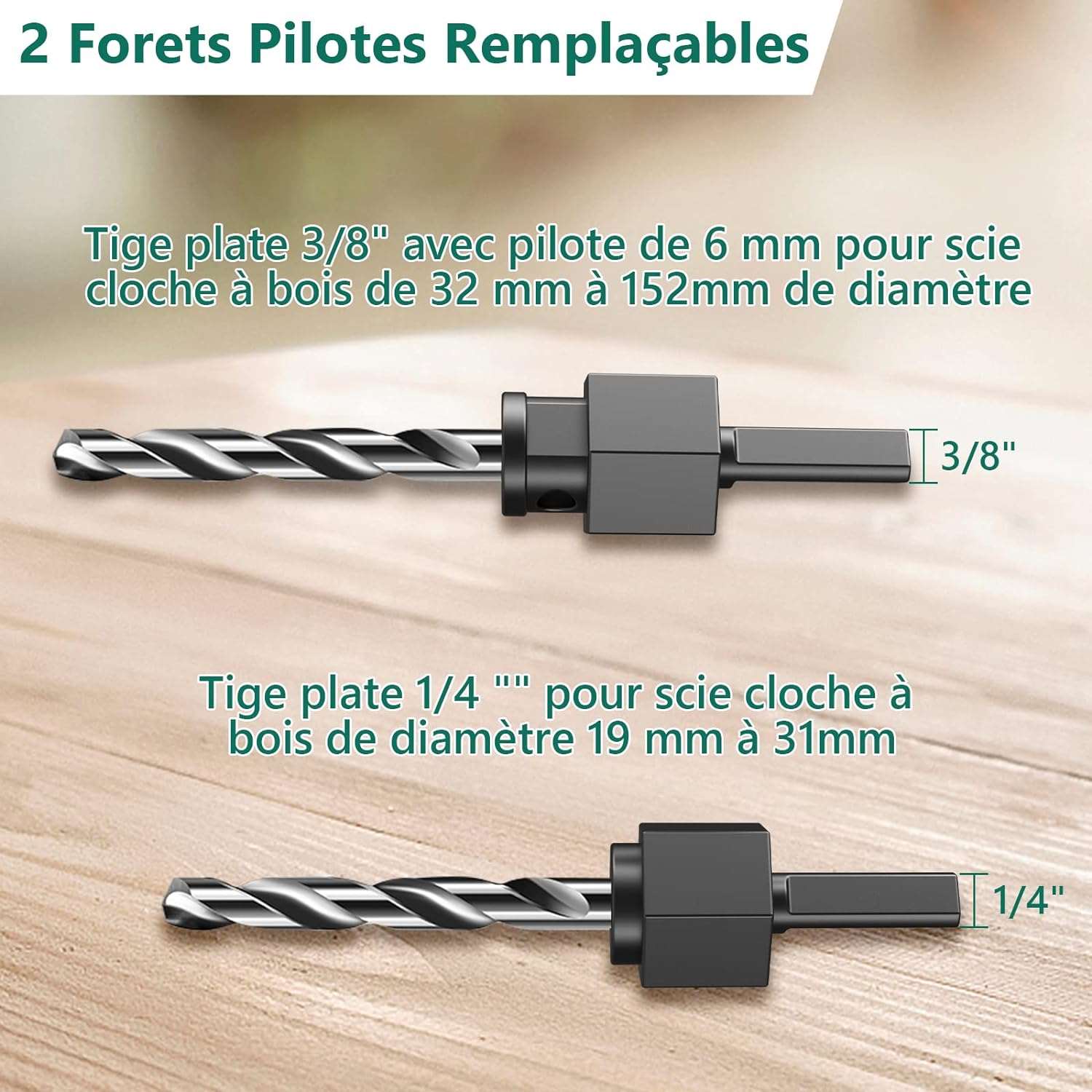 HYCHIKA Set Seghe a Tazza 19 Pezzi 19-152mm Legno PVC