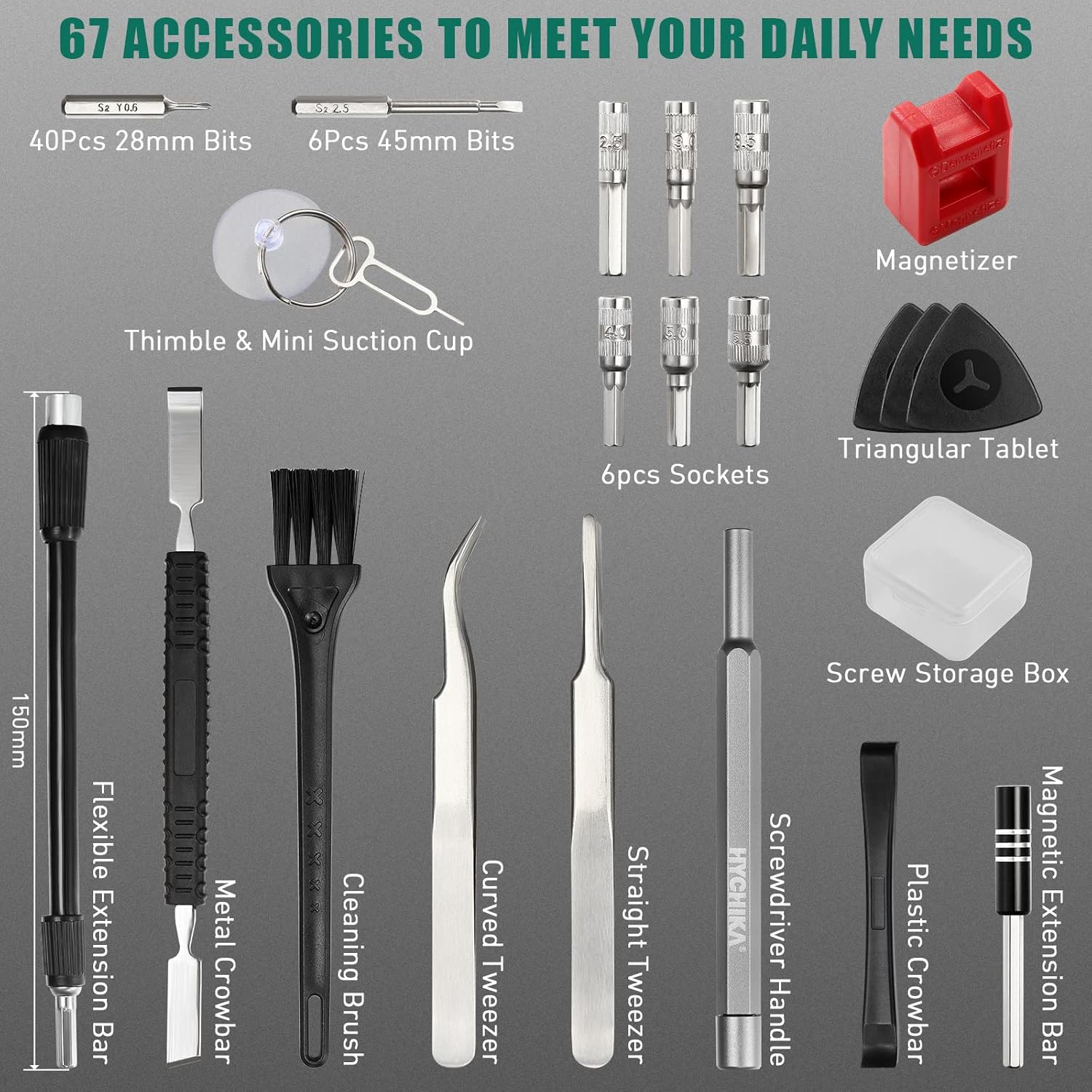 HYCHIKA Set Cacciaviti Precisione 67 in 1 con 46 Bit Magnetici