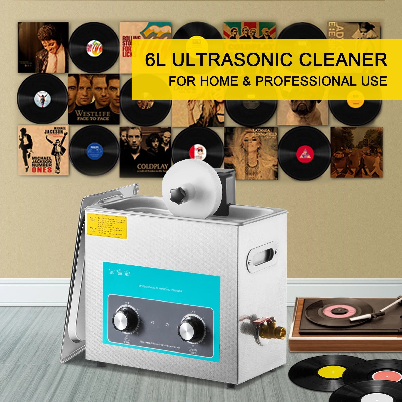 Sihao Ultrasonic Cleaners pulitore ultrasuoni 6L 40kHz EU vinili