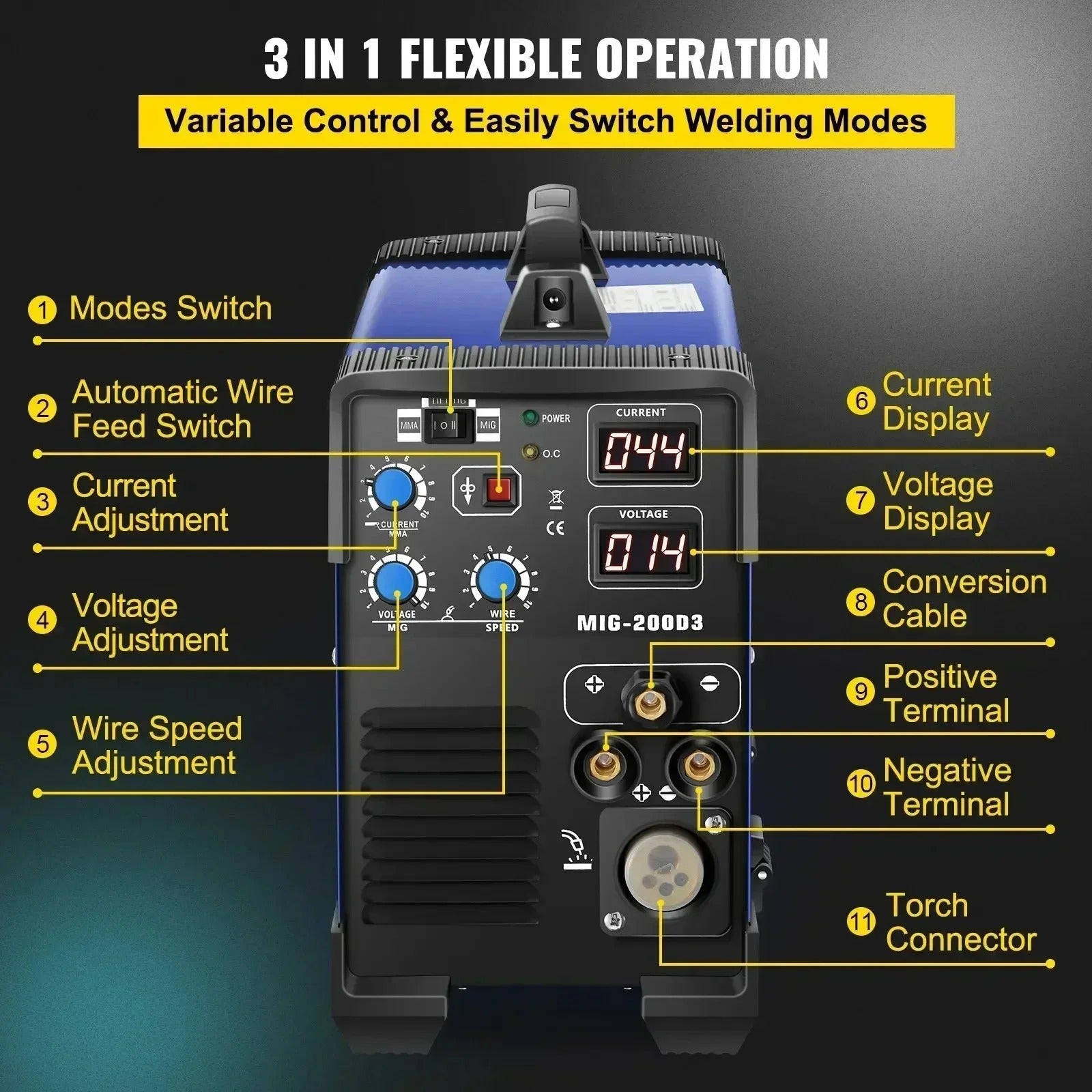 Sihao Automotive Saldatrice MIG270 3in1 MIG TIG MMA 220V