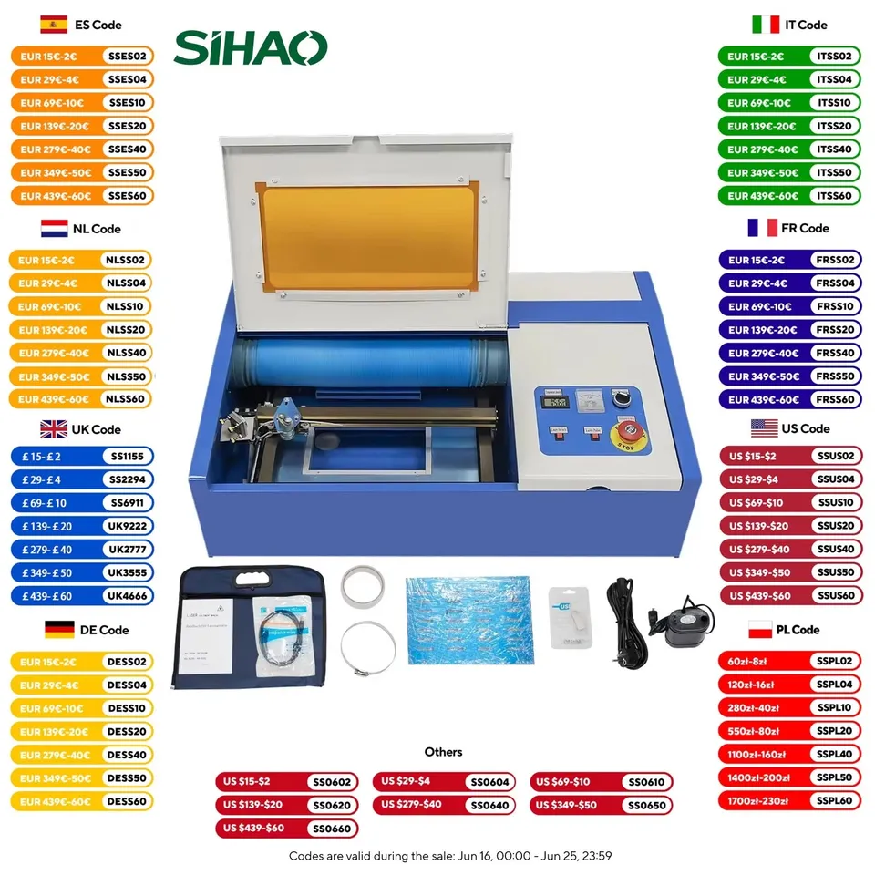 Sihao Laser Engraving Machine CO2 40W Incisore 30x20 cm