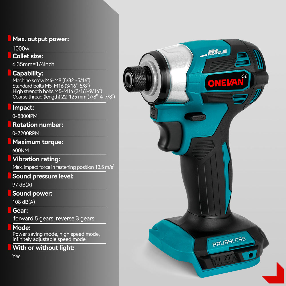 ONEVAN Cordless Tool Set kit elettroutensili 3pz 3.0Ah brushless