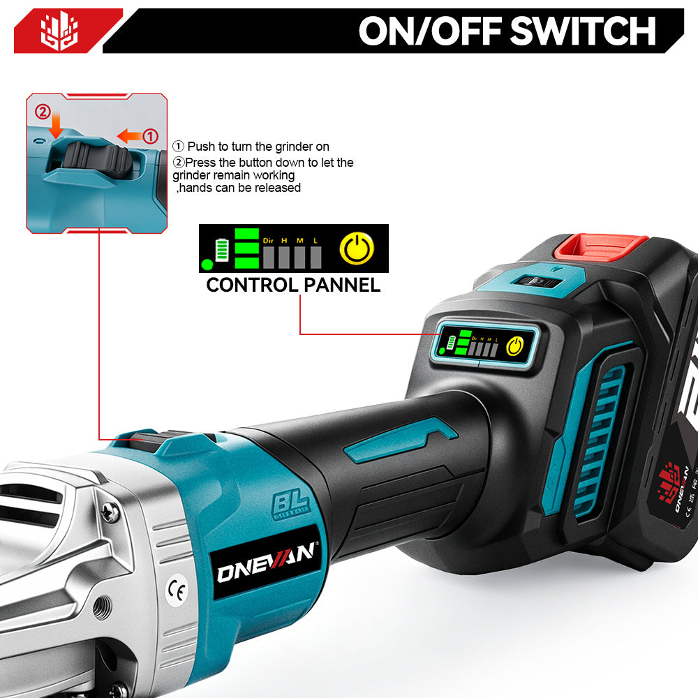 ONEVAN 125mm Smerigliatrice Angolare Brushless Solo Corpo 18V