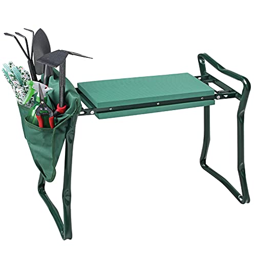 Valex Set Giardinaggio 6 Utensili con Sgabello Inginocchiatoio