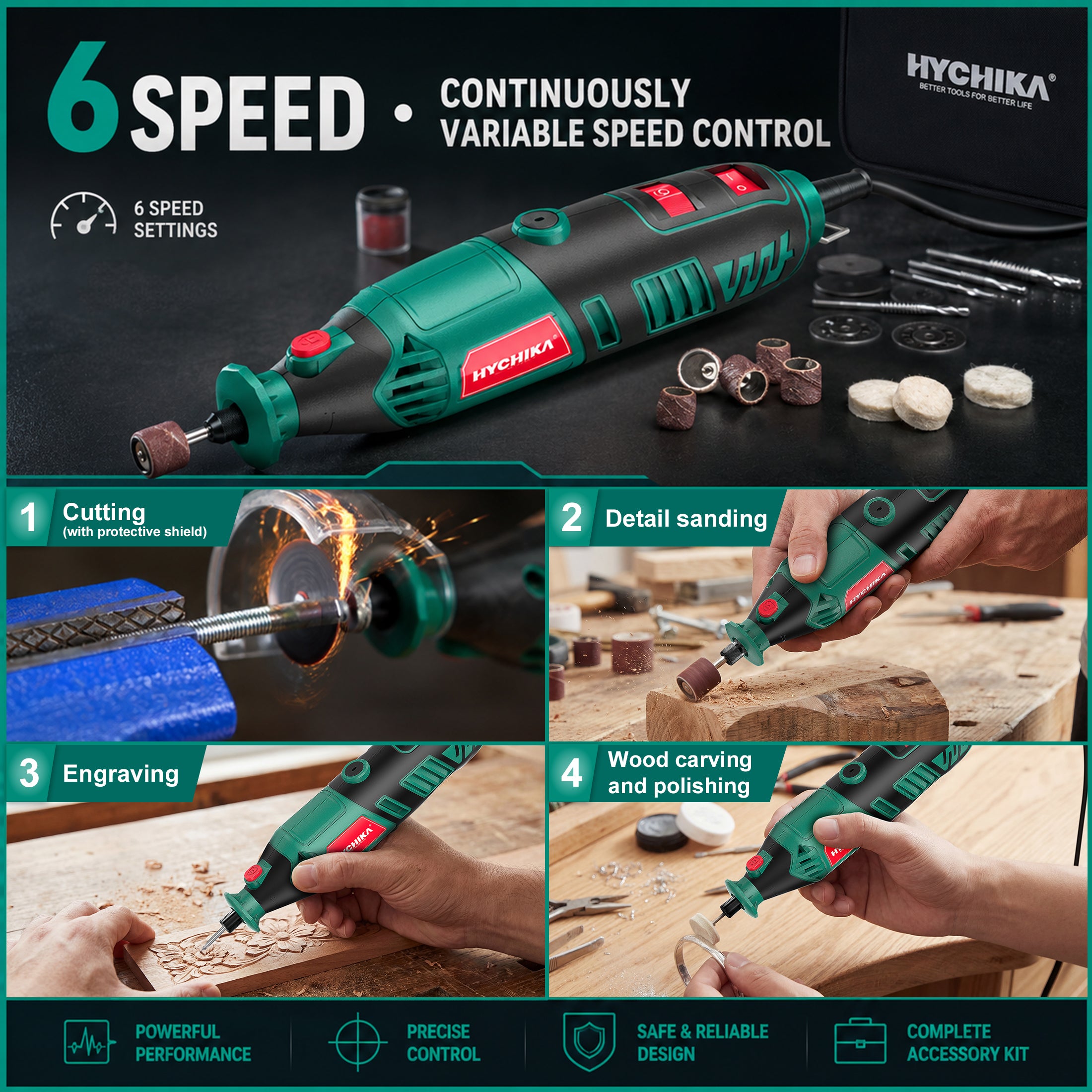 HYCHIKA Utensile Rotativo Multifunzione 179pz 180W