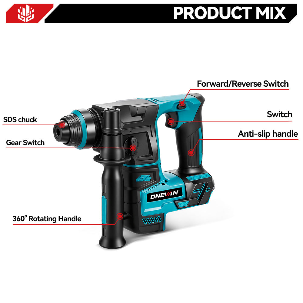 ONEVAN Home Improvement Tassellatore 24mm 500W 18V 8 accessori