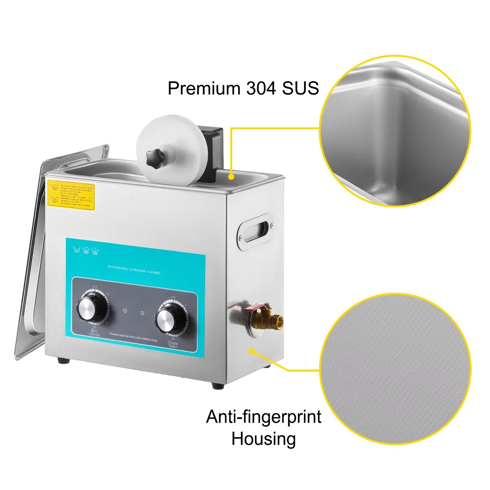 Sihao Ultrasonic Cleaners pulitore ultrasuoni 6L 40kHz EU vinili