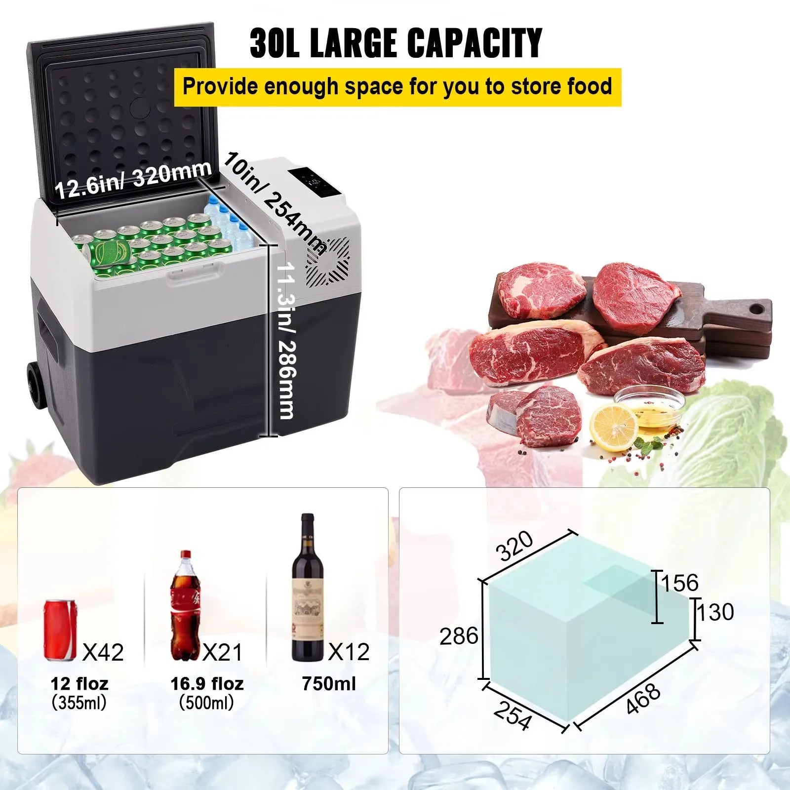 Sihao Car Fridge Frigo Portatile Auto 50L 12/24V