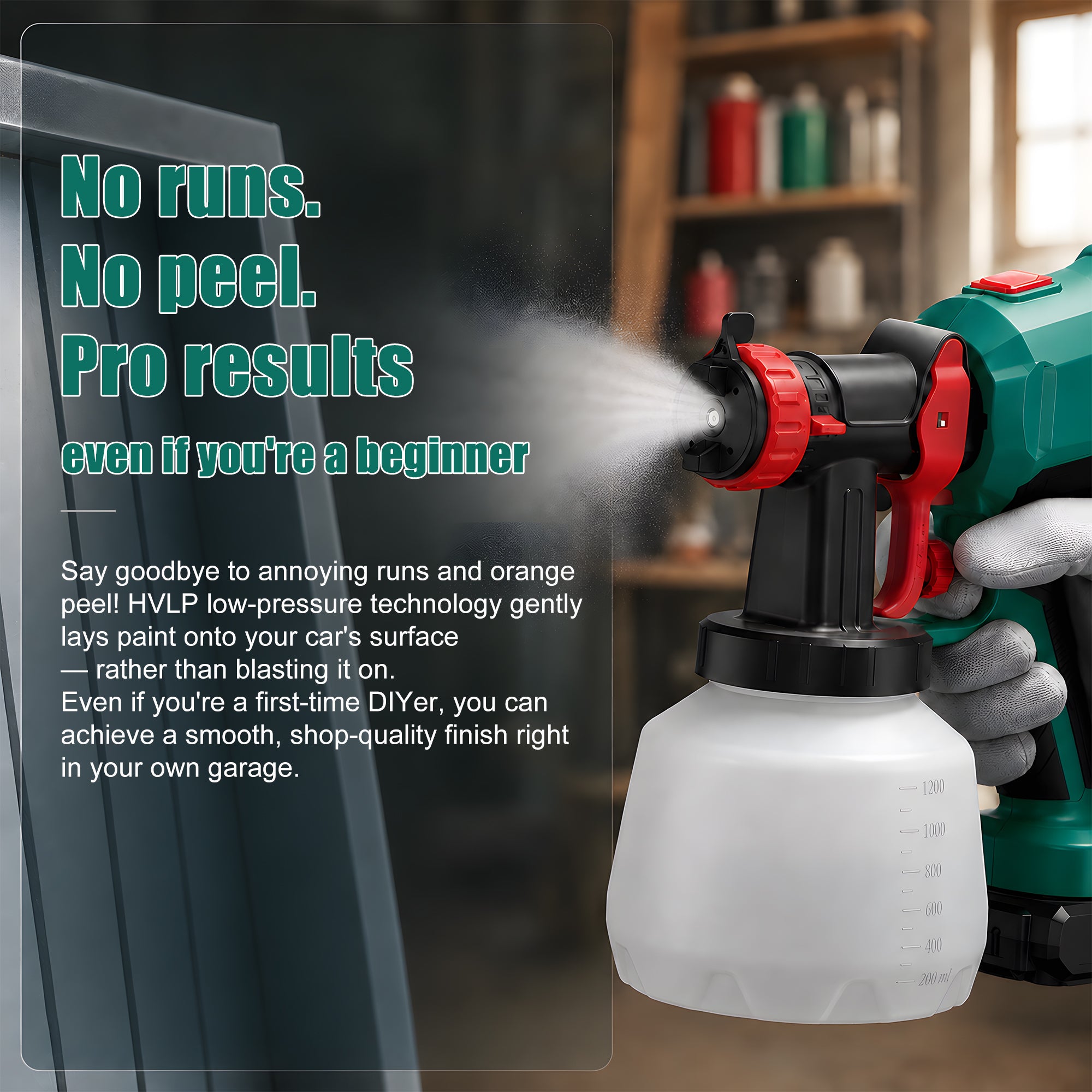 HYCHIKA Paint Sprayers HVLP 600W pistola a spruzzo 1200ml ugello 2,2mm