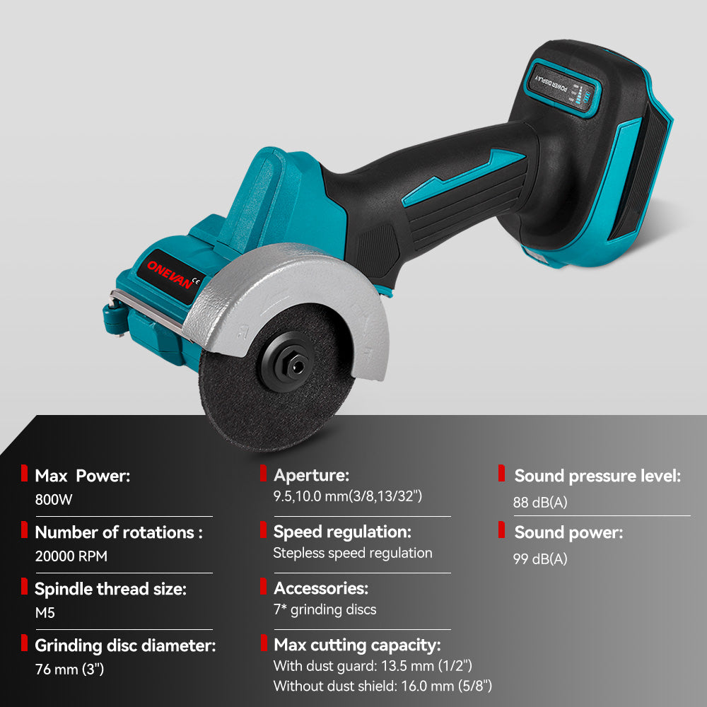 ONEVAN Cordless Tool Set kit 2pz 18V 3.0Ah pialla smerigliatrice