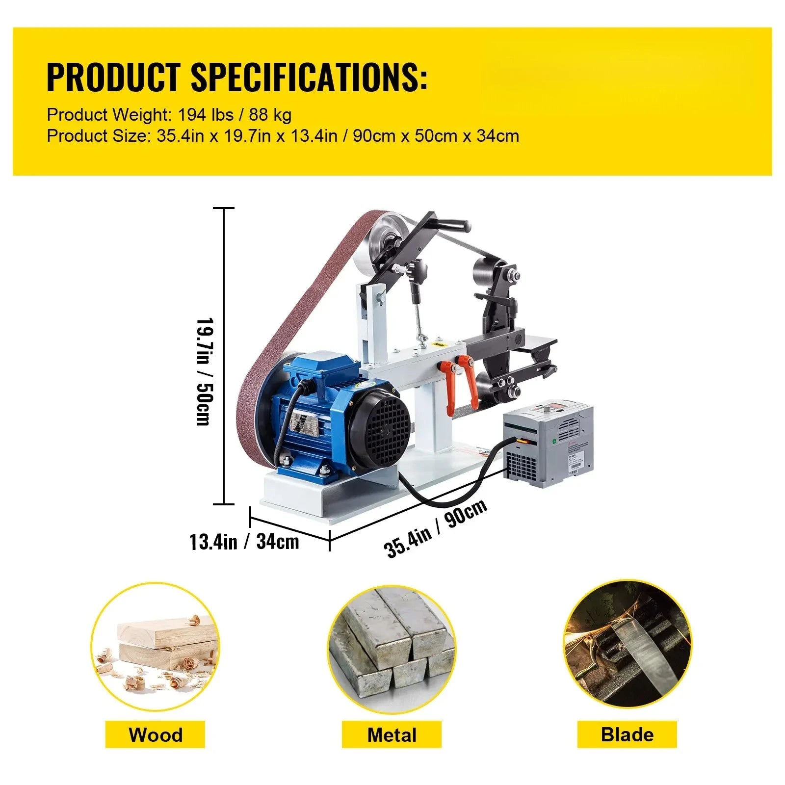 Sihao Levigatrice a Nastro 1.5KW 2x82" 3 Velocità