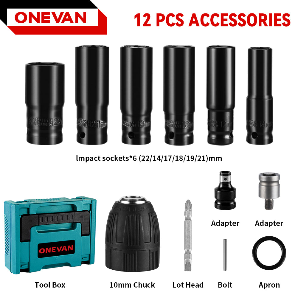 ONEVAN Storage Tools Valigetta Chiavi 12 Pezzi Blu 1800Nm