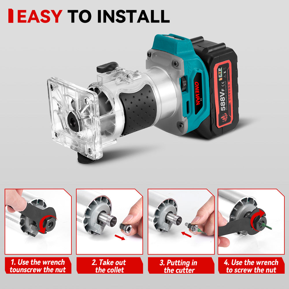ONEVAN Woodworking Tools Rifilatore 300W Base Trasparente