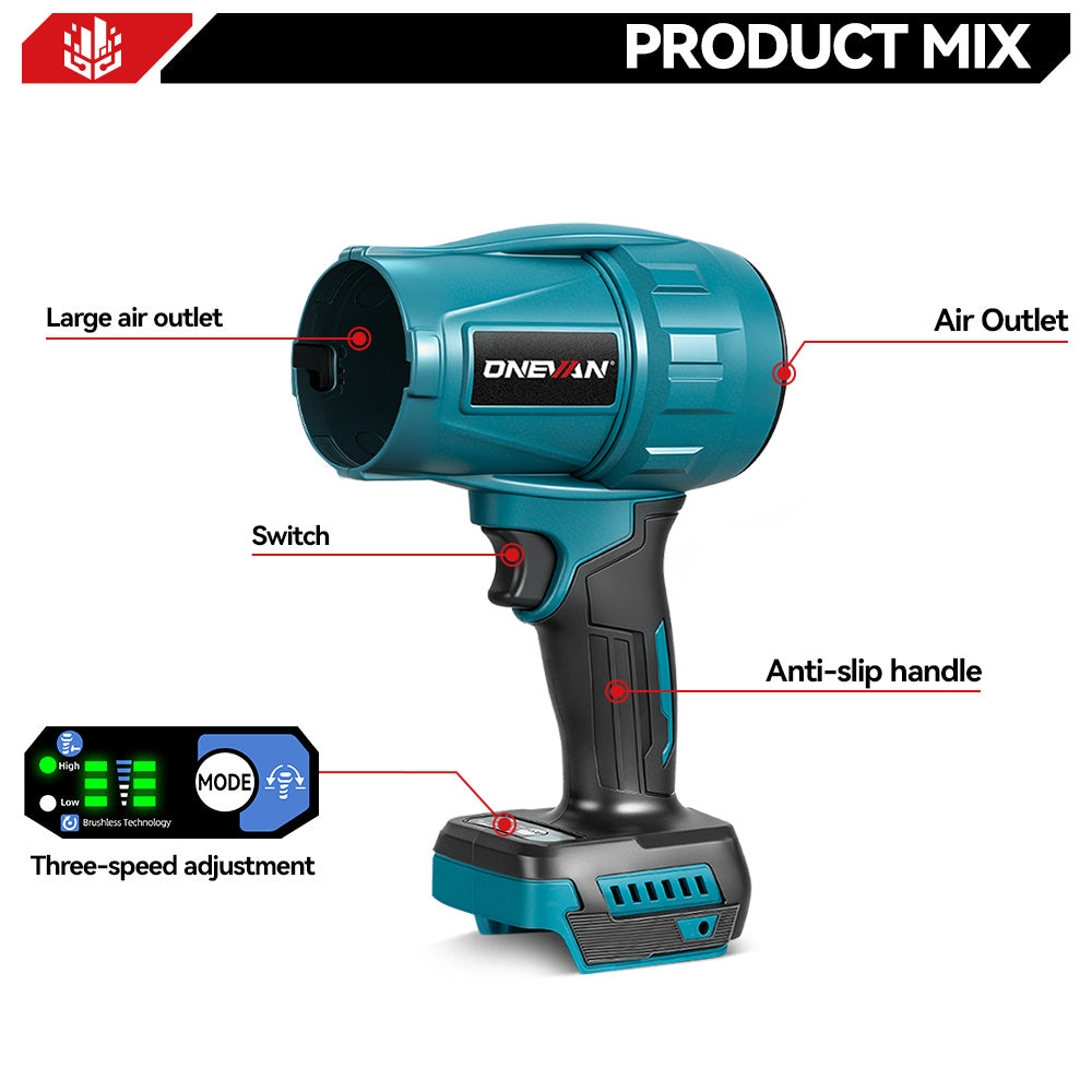 ONEVAN Turbo Soffiatore a Batteria 18V 720W 2 Batterie