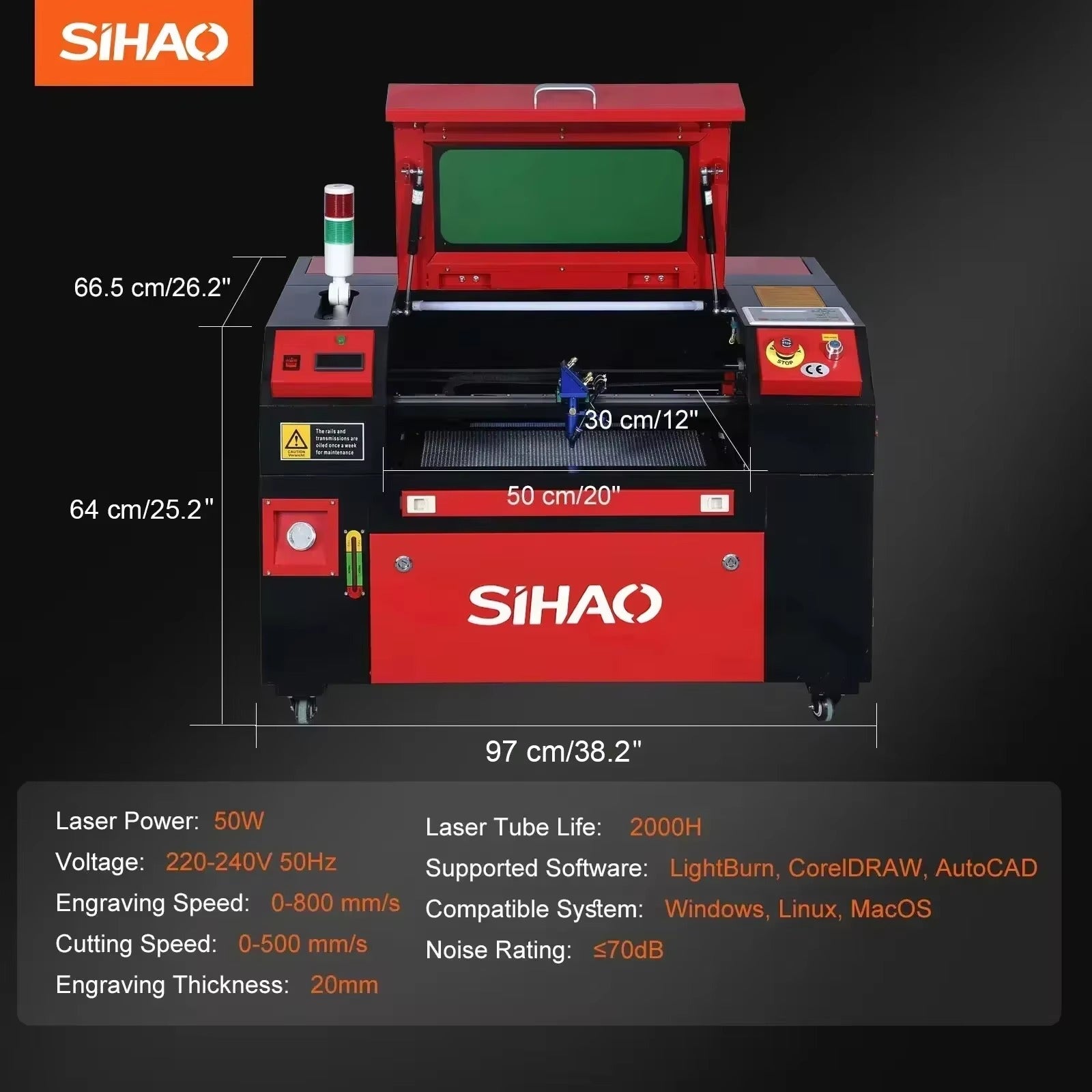 Sihao Laser Engraving Machine 80W incisore laser CO2 70x50cm
