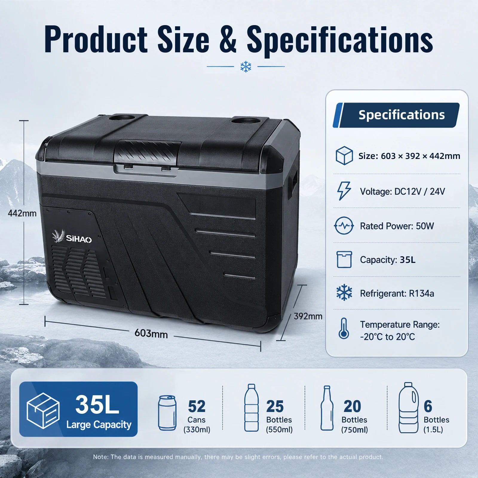 Sihao Car Fridge frigo auto 30L compressore 12V/24V