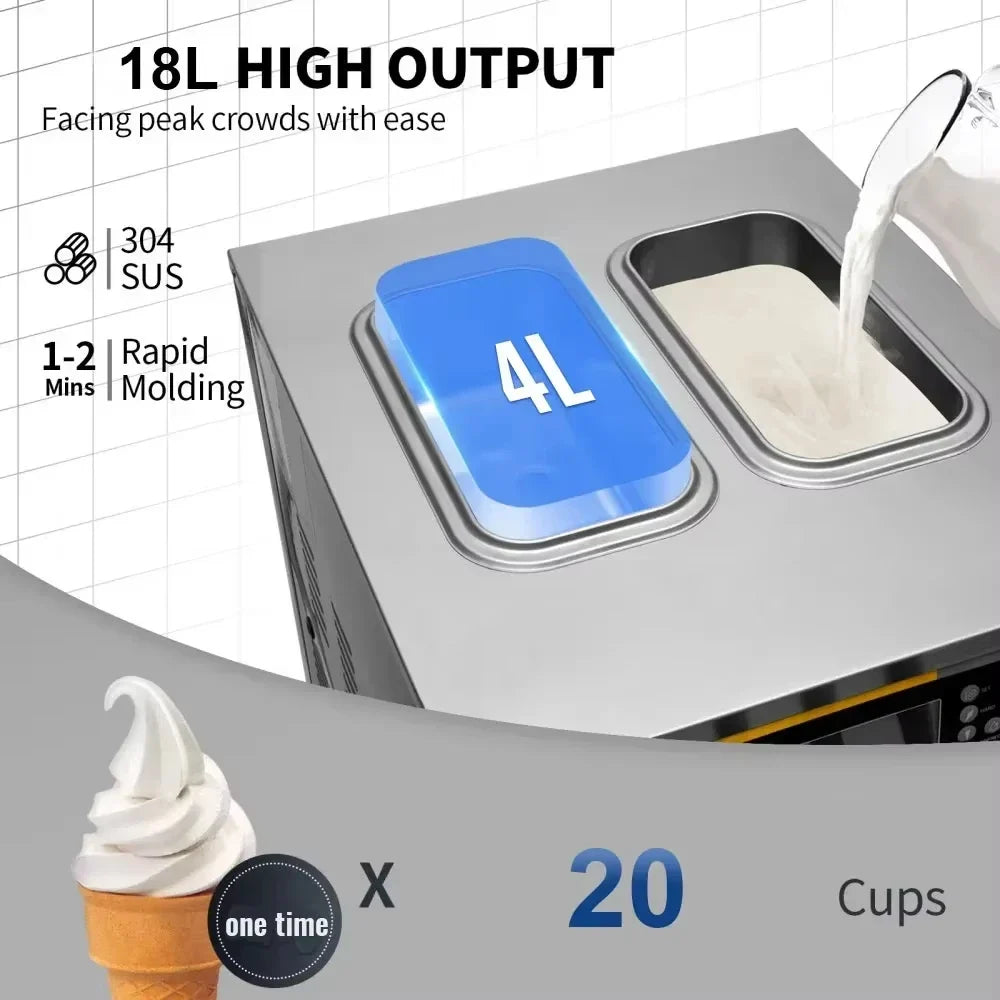 Sihao Ice Cream Maker macchina gelato soft 18L/H 3 gusti