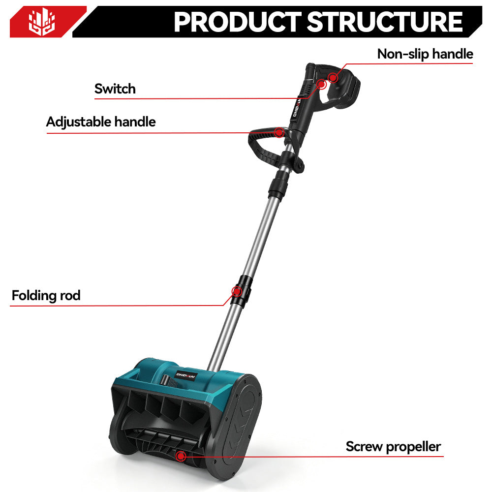 ONEVAN Garden Tools Pala Neve 12" 500W con 2 Batterie