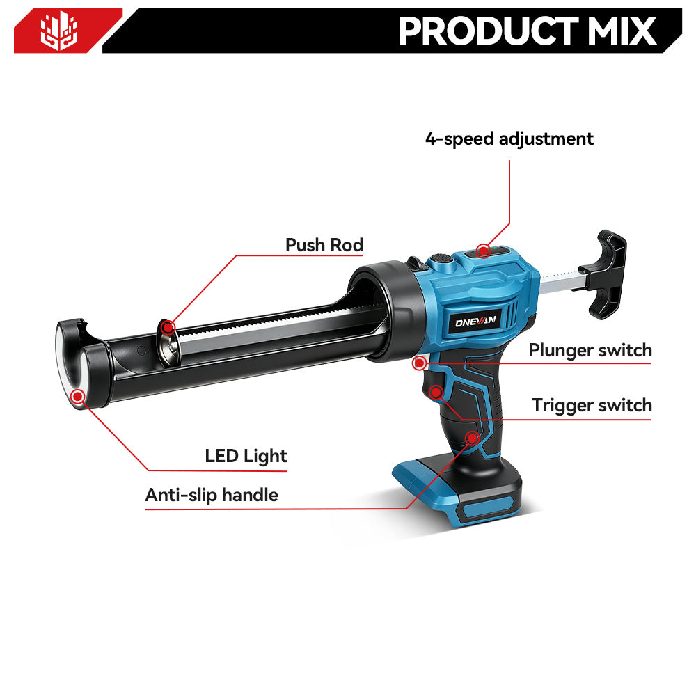 ONEVAN Home Improvement pistola silicone 30W 250kg 2 batterie