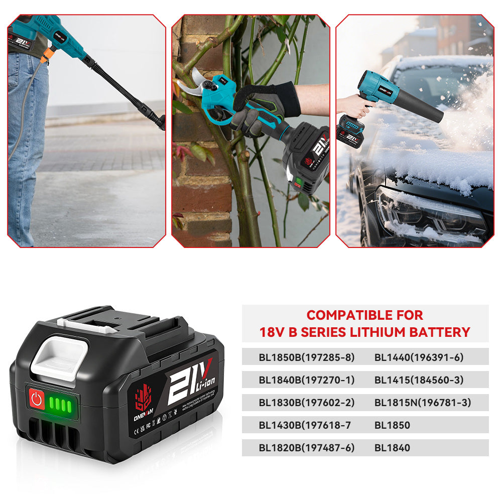 ONEVAN Battery 18-21V Batteria Litio 3.0Ah 1 Batteria