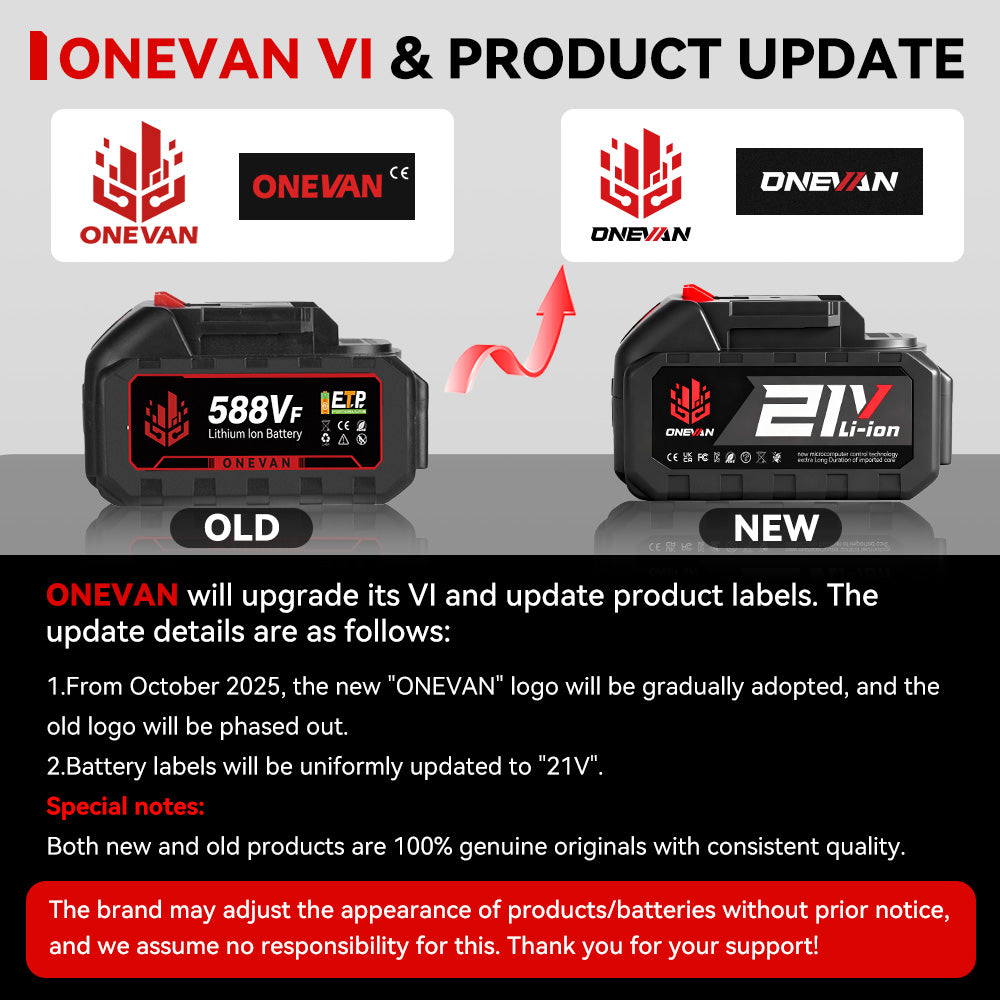 ONEVAN Battery 18-21V Batteria Litio 3.0Ah 1 Batteria