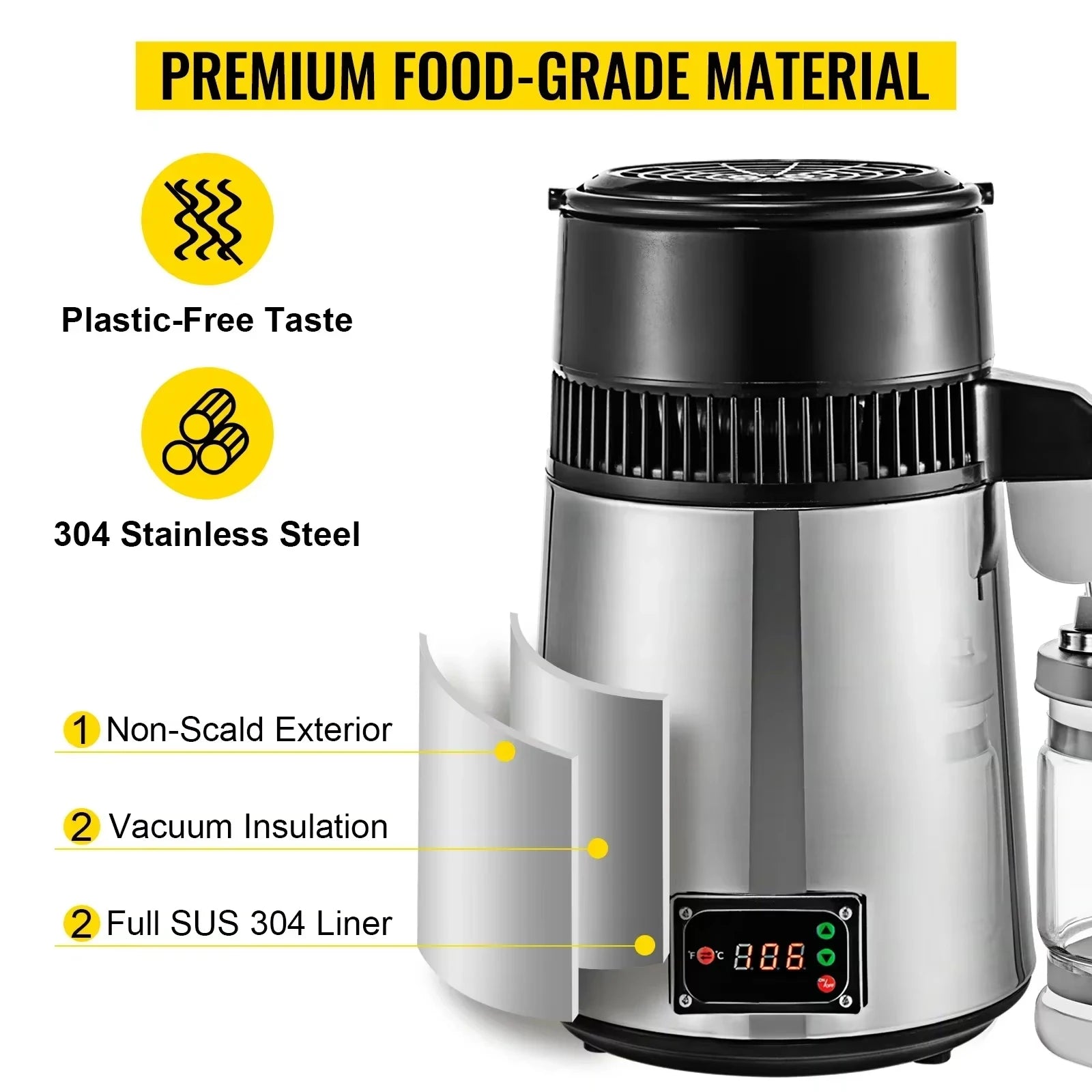 Sihao Home Appliance Distillatore Acqua 4L 750W Inox