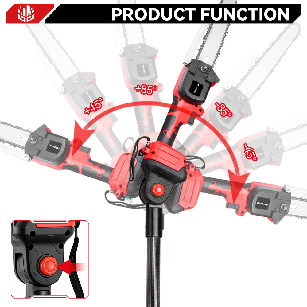 ONEVAN Garden Tools motosega telescopica 8" 1,3-2,25m 2 batterie