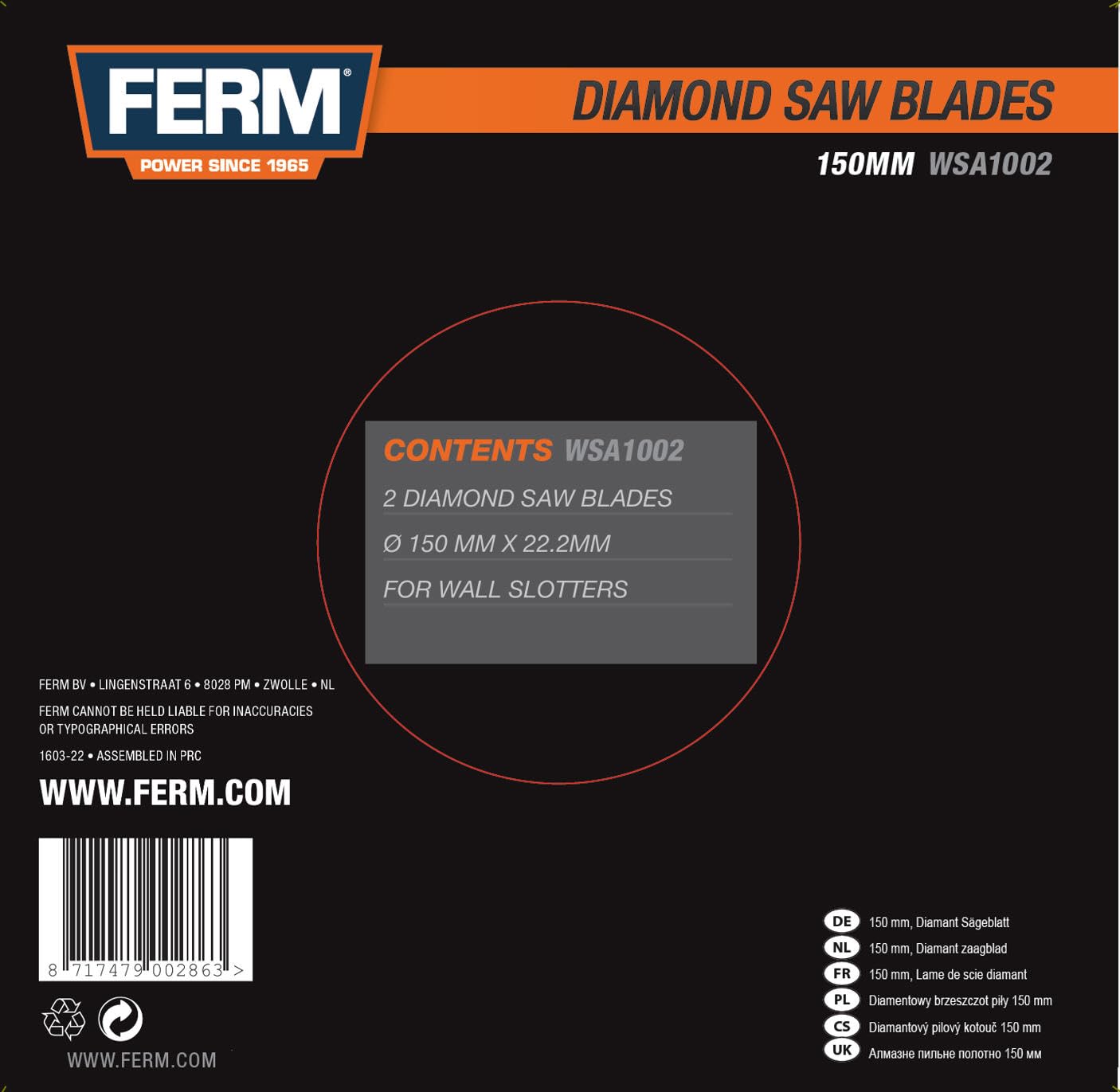 FERM WSA1002 lama diamantata 150mm 2 pezzi muro