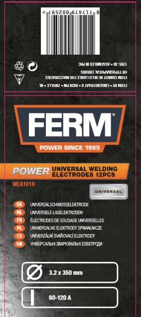 Ferm Welding Elettrodi Saldatura 12 Pezzi 2,6mm Rutilo