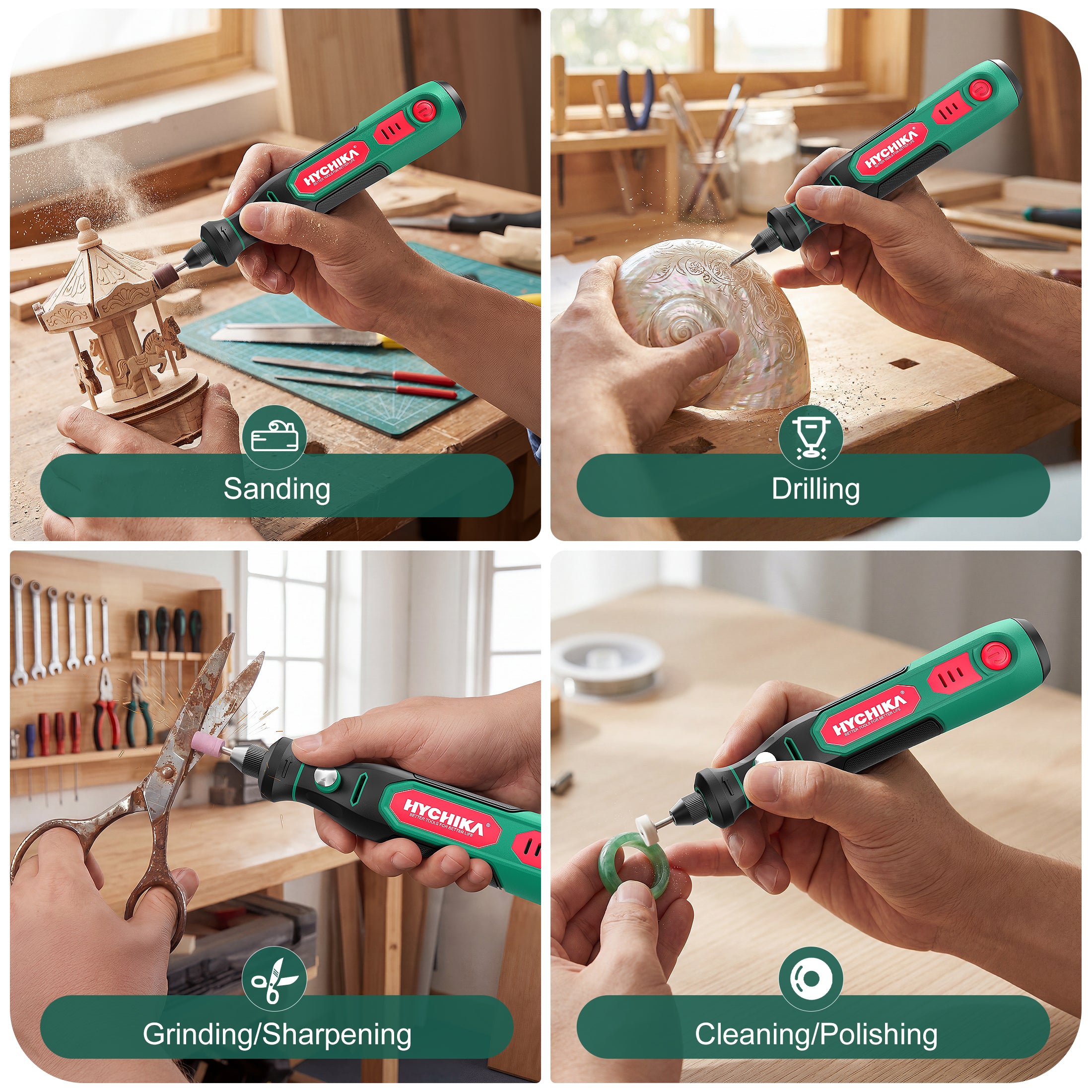 HYCHIKA Mini utensile rotativo 3.6V USB-C kit 89 pezzi