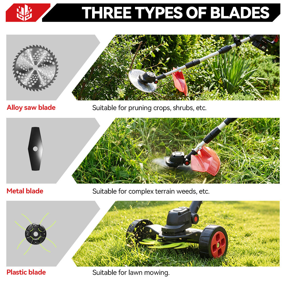 ONEVAN Garden Tools tagliaerba 9" 550W testa 45° 2 batterie