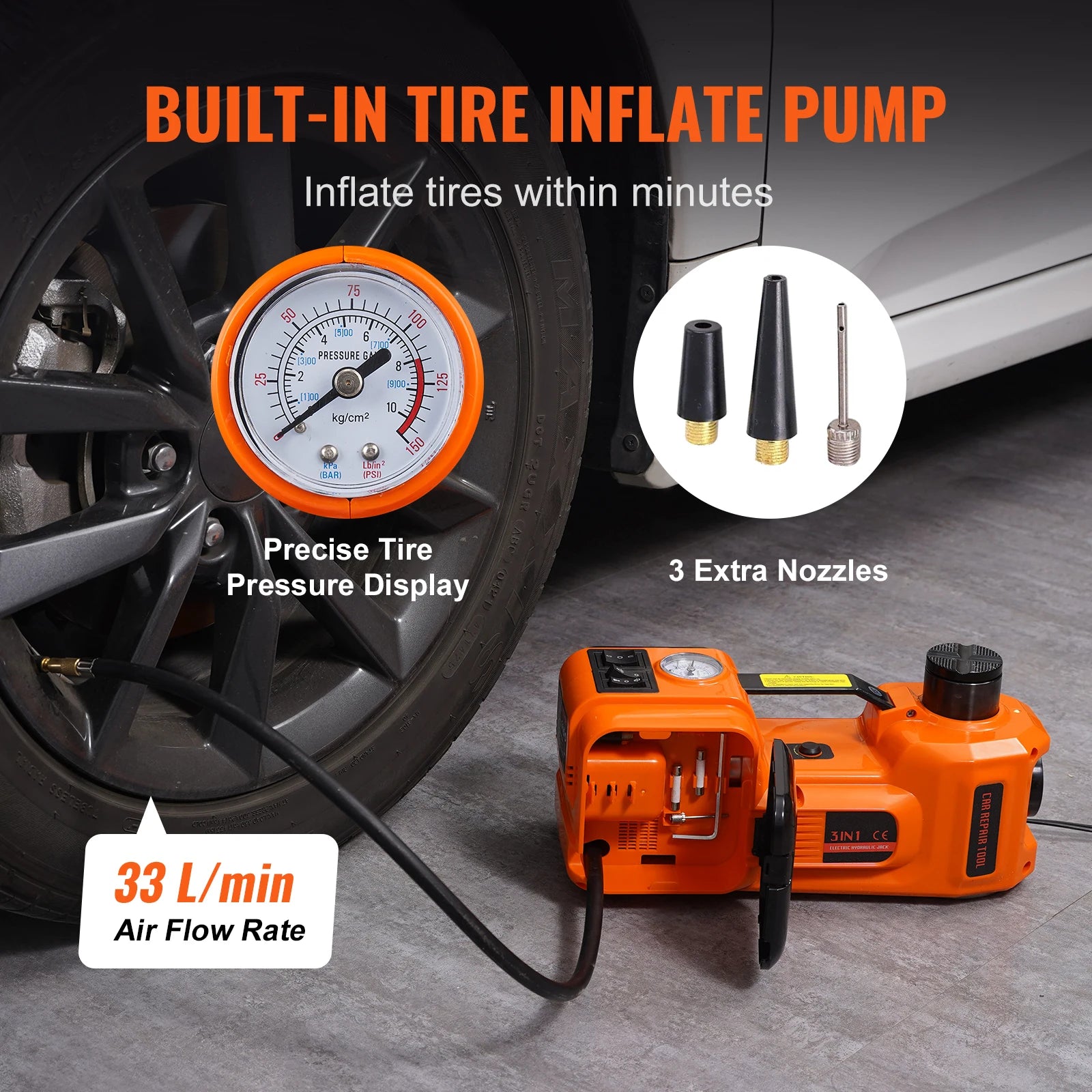 Sihao Kit Cric Auto Elettrico 5T con Chiave e Pompa