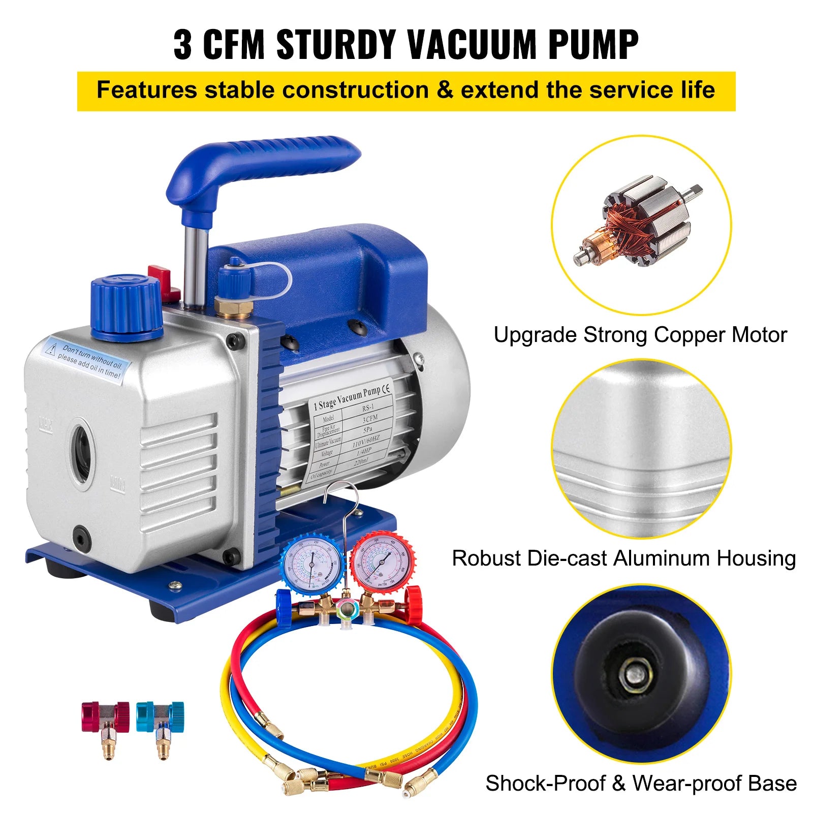 Sihao pompa vuoto 4CFM manometri per HVAC auto