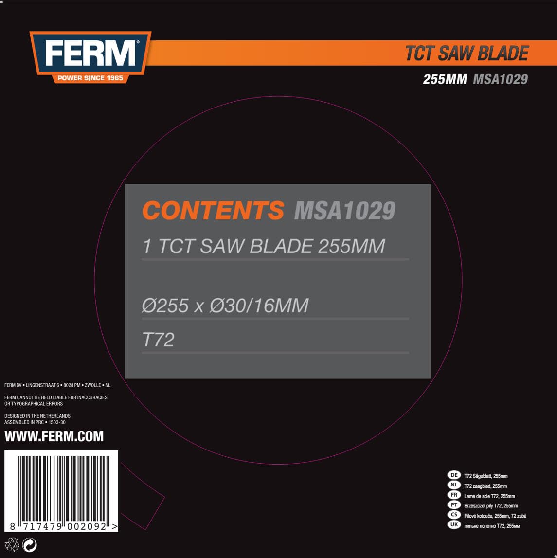 FERM MSA1029 Lama circolare 255mm 72 denti