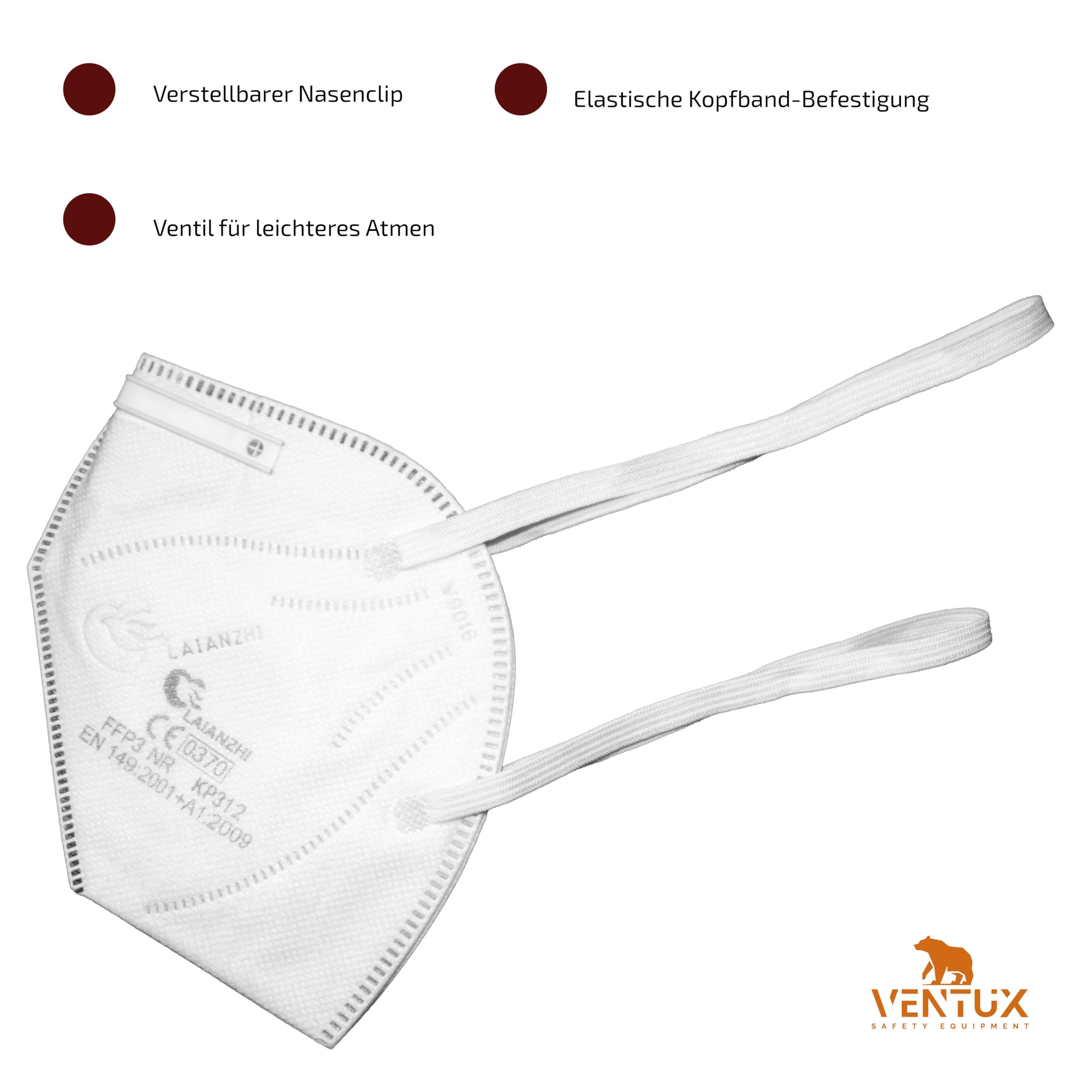 Ventux FFP3 con valvola maschere 5 pezzi filtrazione 99% cantieri