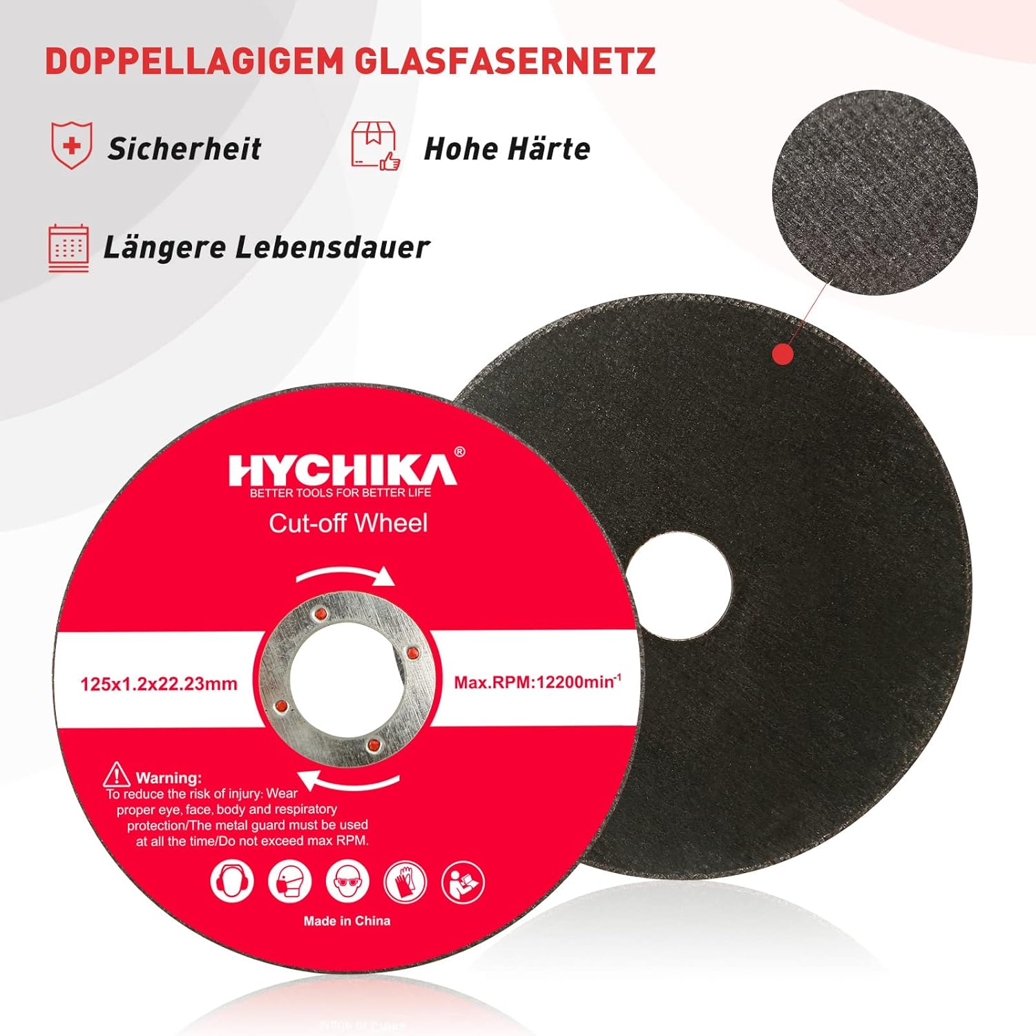 HYCHIKA dischi taglio metallo 125mm 1,2mm pacco 10pz foro 22,2mm