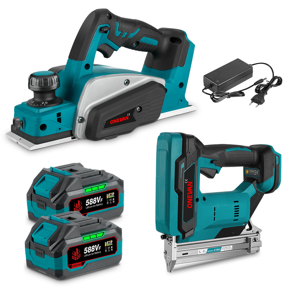 ONEVAN Cordless Tool Set pialla F30G chiodatrice kit 2 batterie 82mm