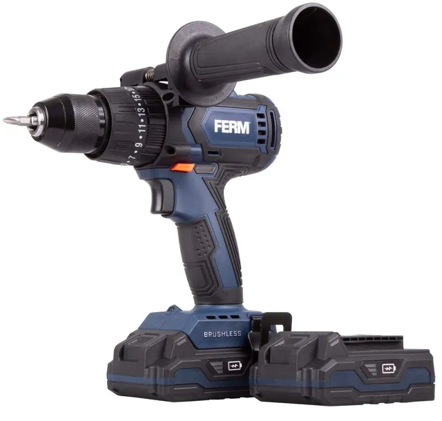 FERM Trapano a percussione 20V brushless 46Nm 2 batterie