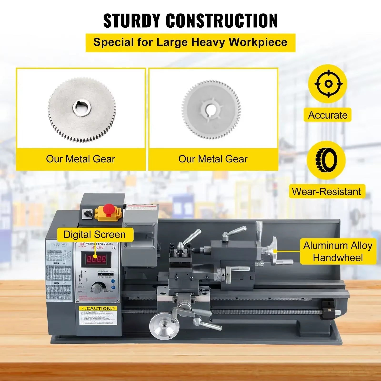 Sihao Mini Tornio Metallo 750W 8x16 50-2500 giri