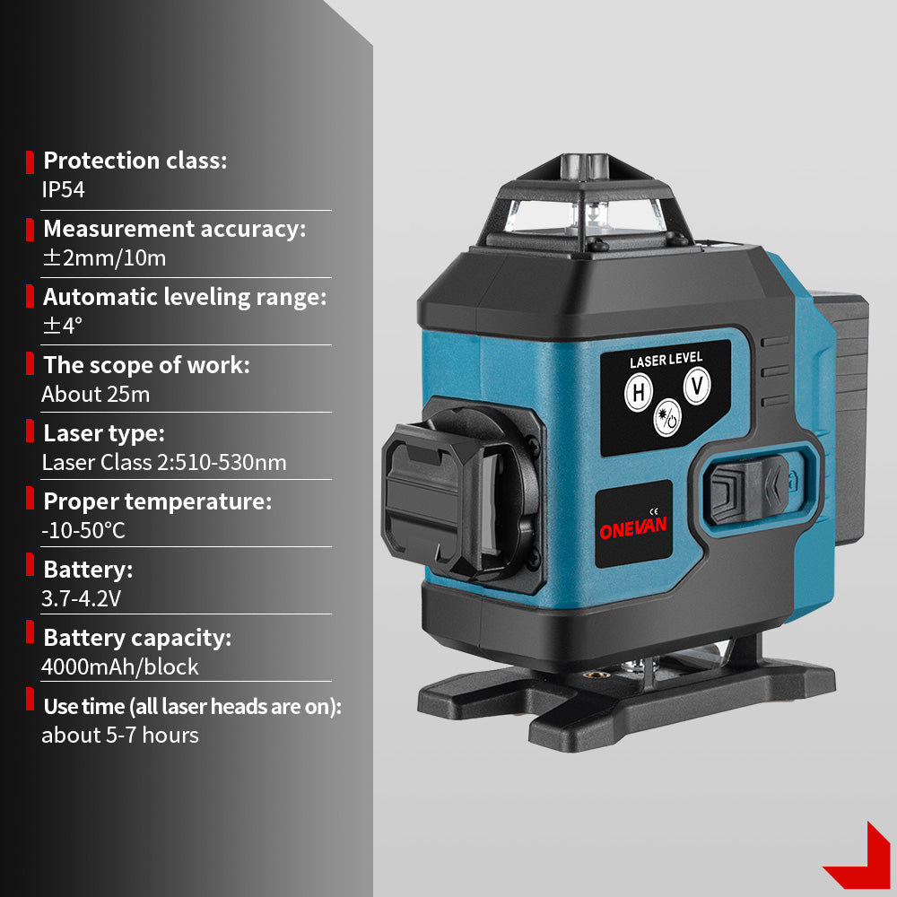 ONEVAN Kit 3pz Pistola Vernice+Livella Laser+Rivettatrice 21V