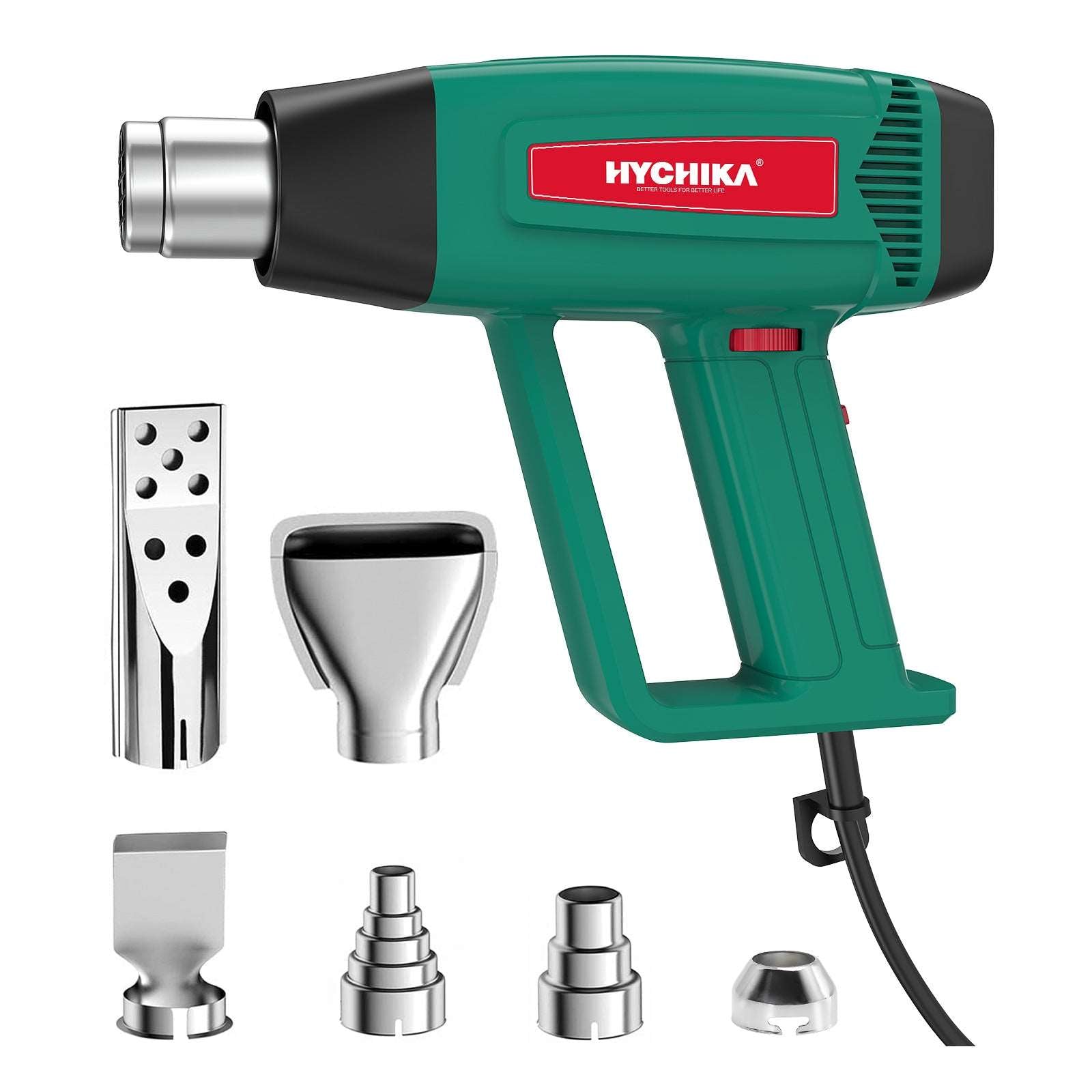 HYCHIKA Pistola Termica 1800W 60-600°C con 6 Ugelli