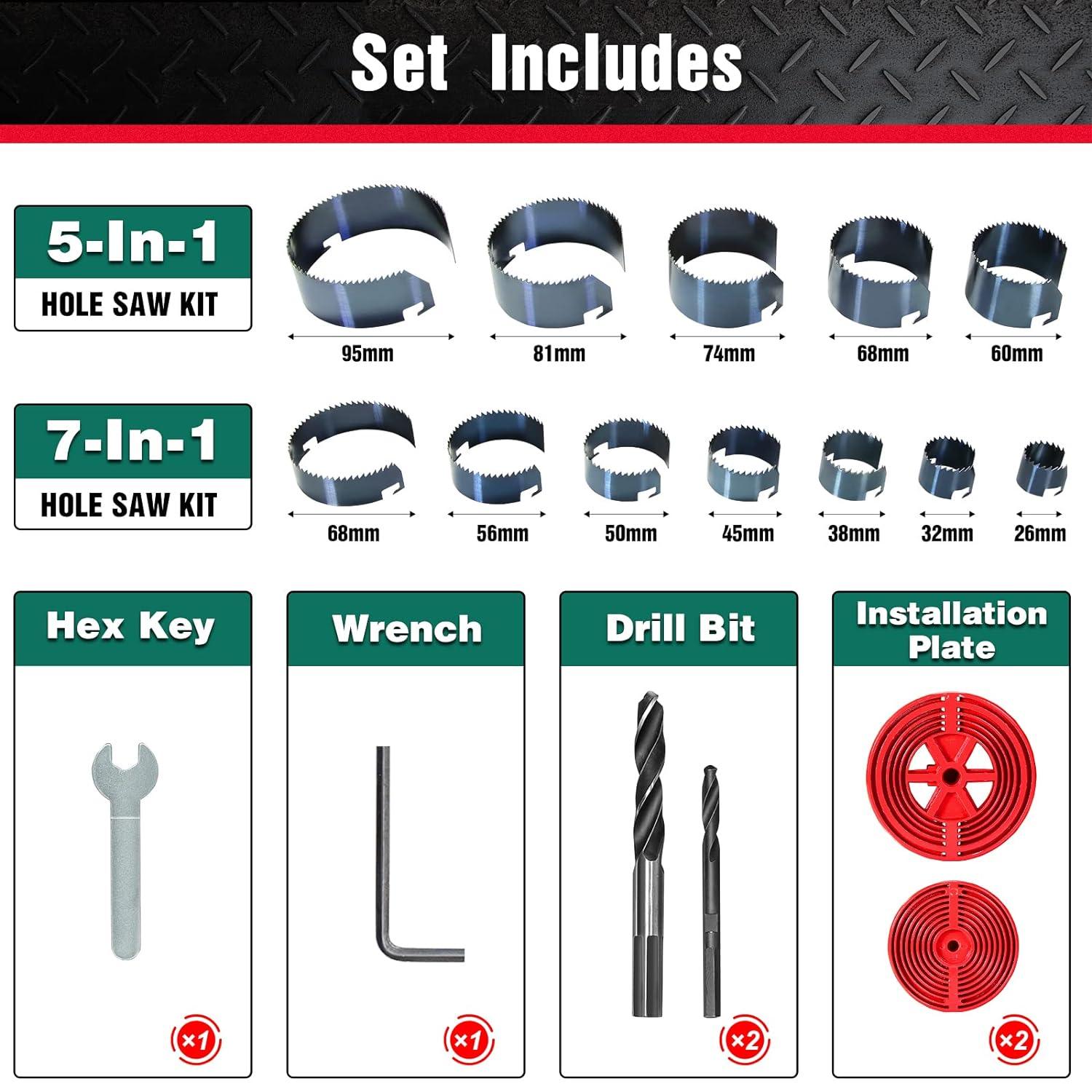 HYCHIKA HS12K Kit Seghe a Tazza 18 Pezzi 26-95 mm