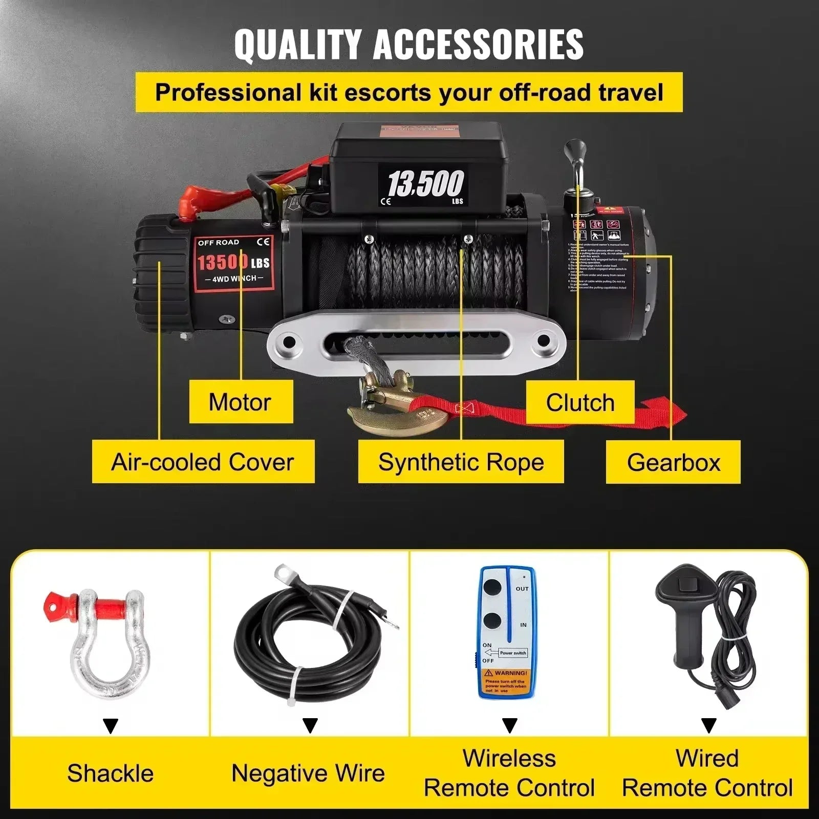 Sihao Verricello Elettrico 12V 13500 lbs Fune Telecomando